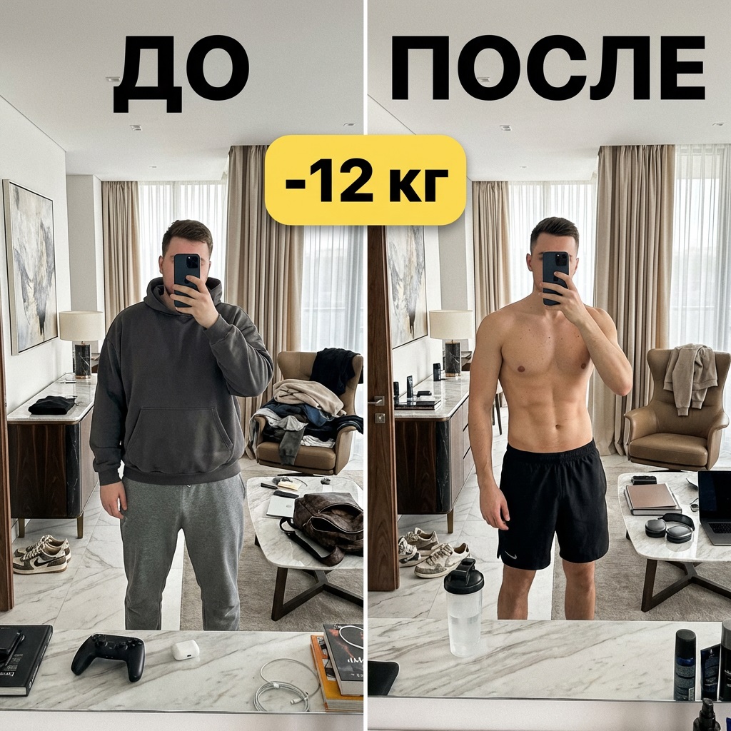 Михаил, 29 лет — результат после кето-гайда в боте MAX, минус 12 кг за 2 месяца